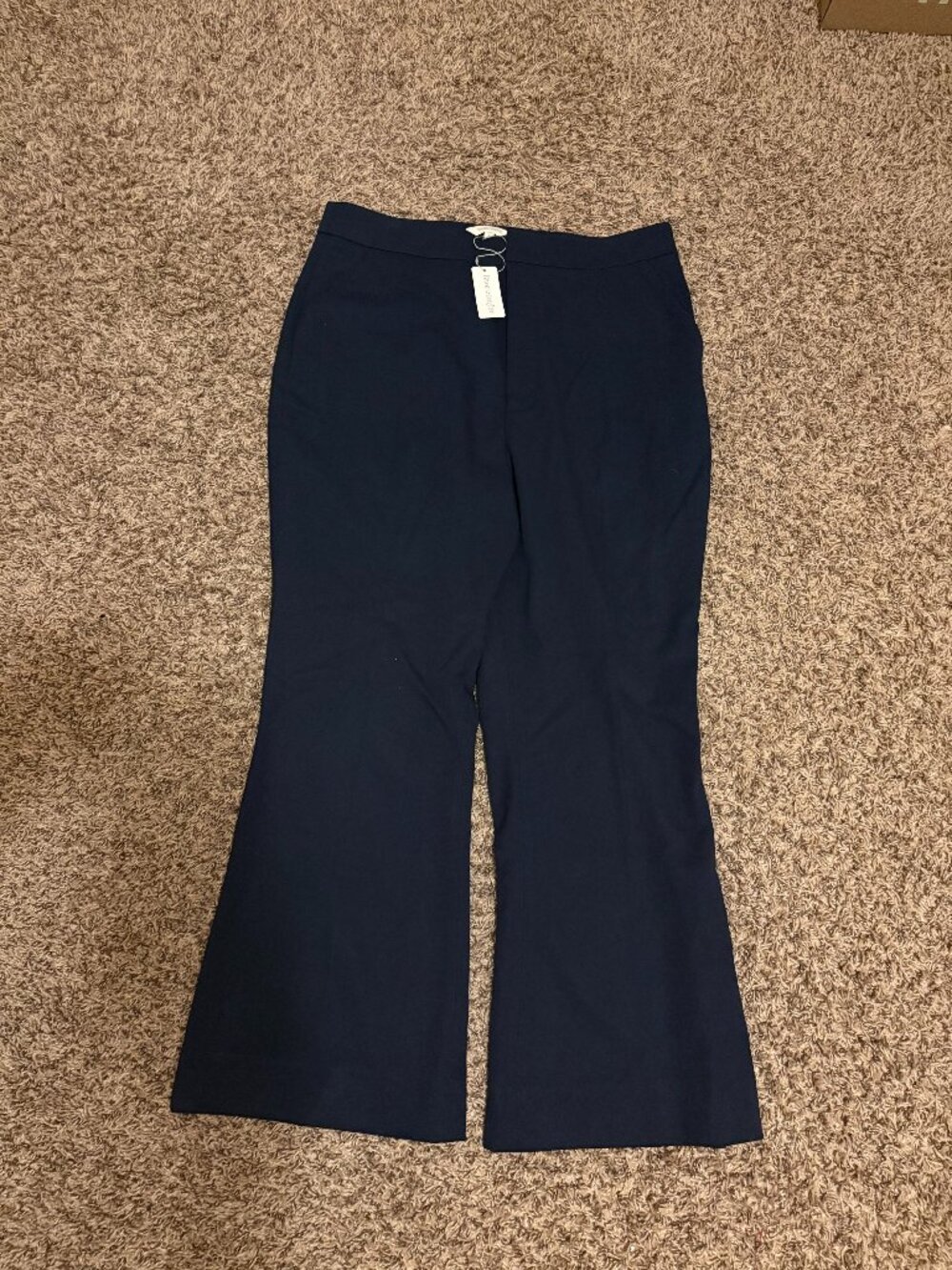 Favorite Daughter The Phoebe Crop Flare Pant Size 14 Navy Blue NWT Dress Work